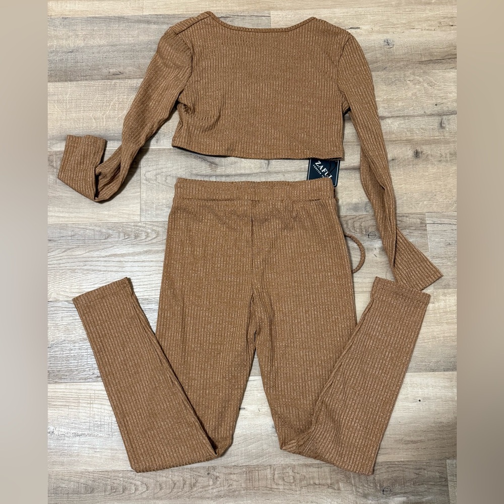 Zaful Brown Ribbed Knit Set - Picture 6 of 6
